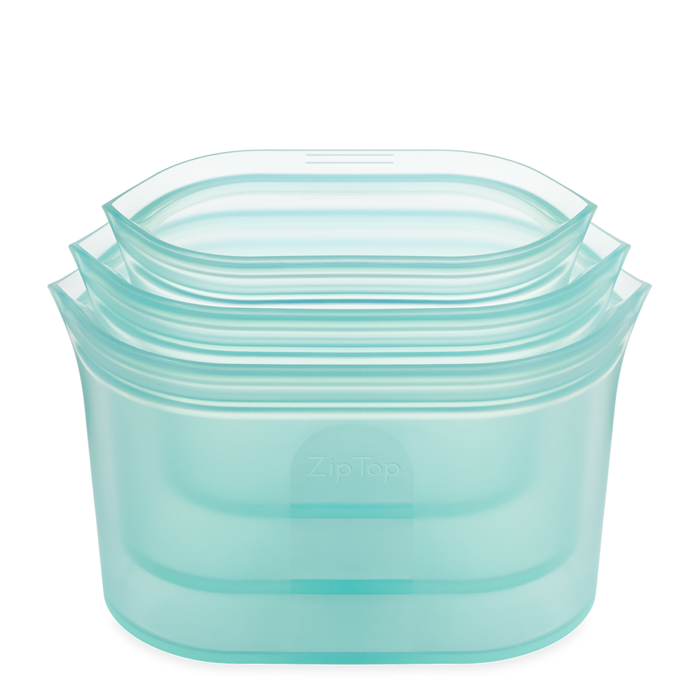 Zip Top - 100% Platinum Silicone Reusable Containers with NO Lids!